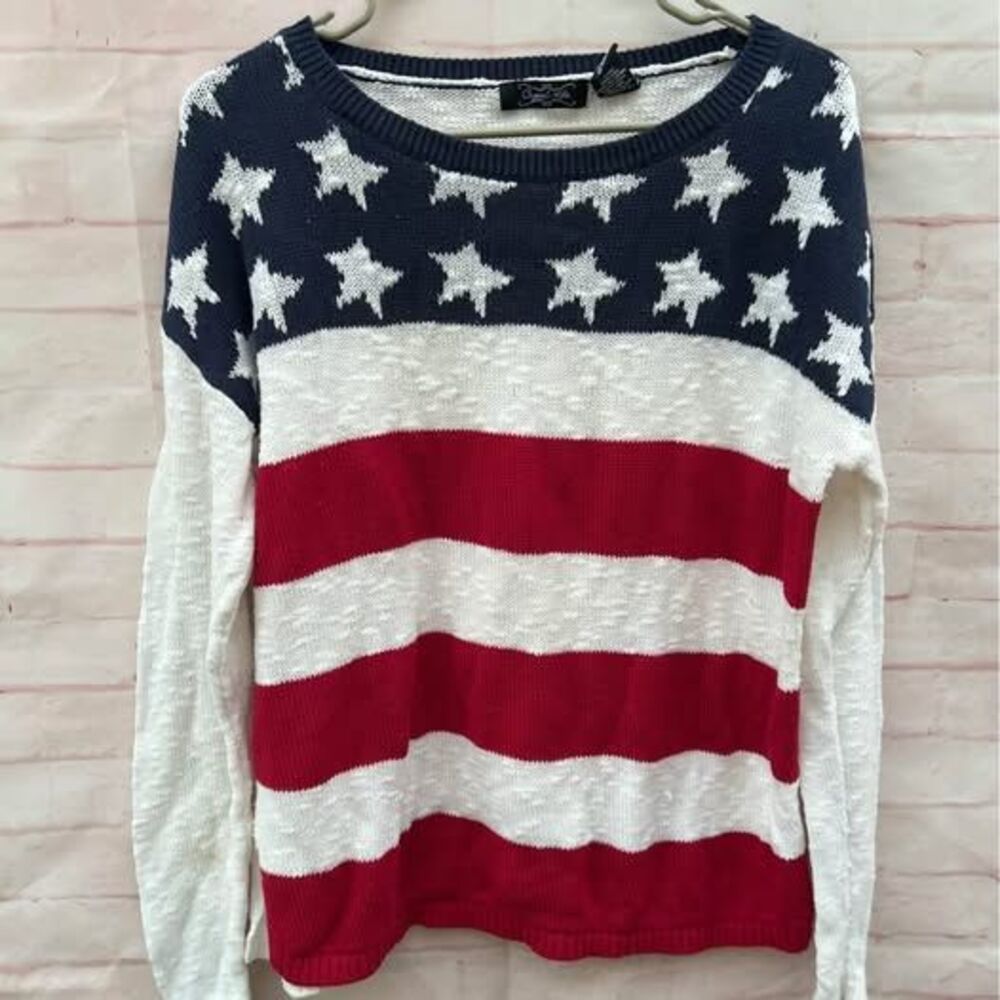 VTG Crystal Kobe size L USA American flag Old Glory sweater